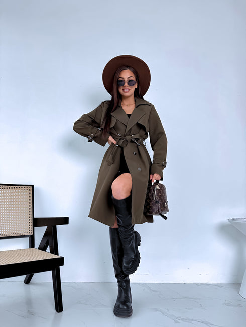 Fabric trench coat "BRAIN STORM LH105" - KHAKI
